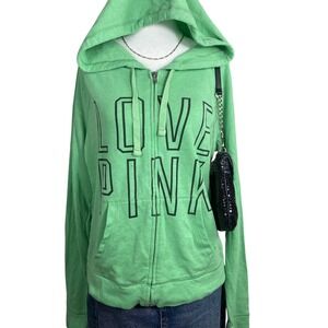Y2K PINK Victoria's Secret Zip Up Hoodie Womens Large 2000s Spellout Mall